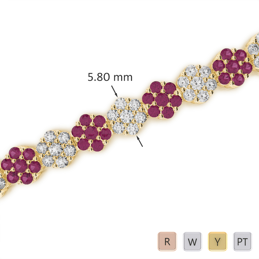 Claw Set Diamond and Ruby Bracelet 0734