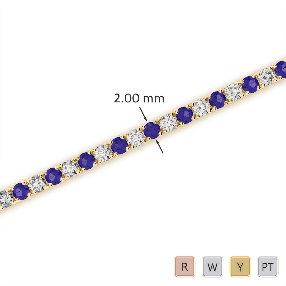 Round Cut Tanzanite and Diamond Bracelet 0709