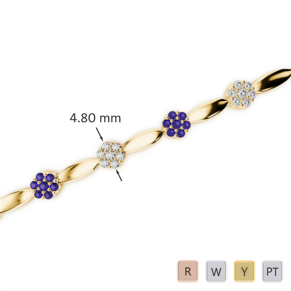 Pave Set Tanzanite and Diamond Bracelet 0735