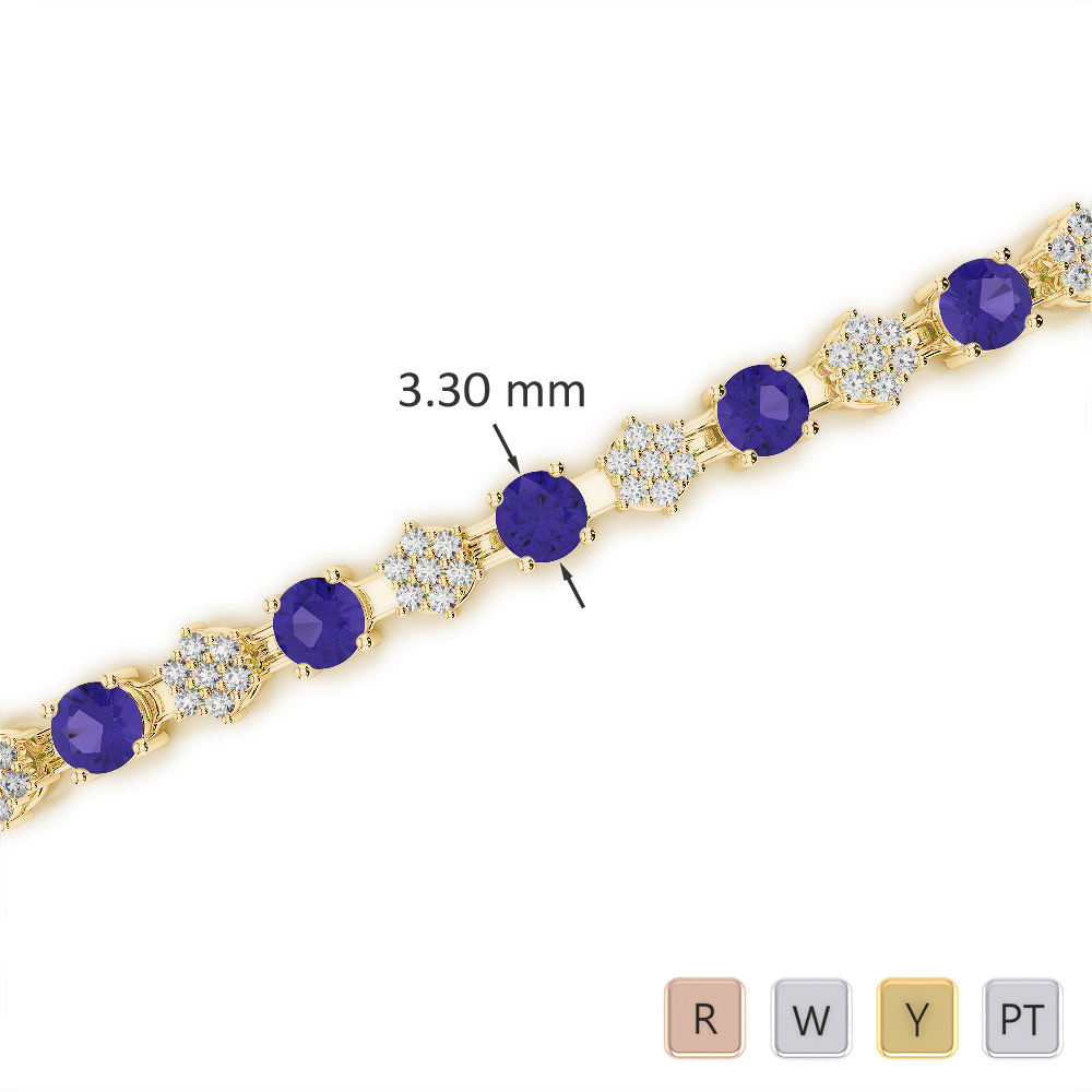 Prong Set Tanzanite & Diamond Bracelet 0758