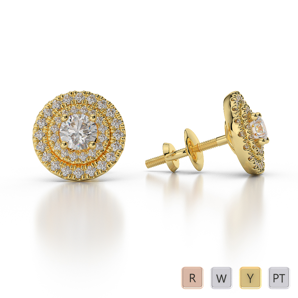 Prong Set Diamond Halo Earrings 0487