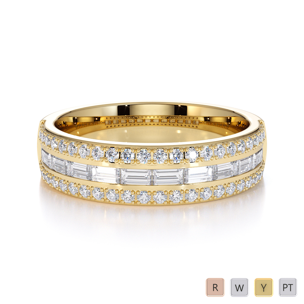 Channel and Prong Set Diamond Half Eternity Ring 0433