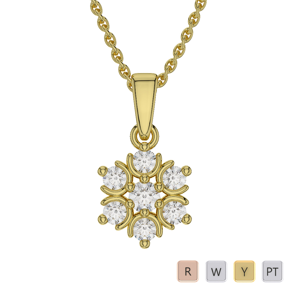 7 Stones Round Cut Diamond Cluster Necklaces 0555