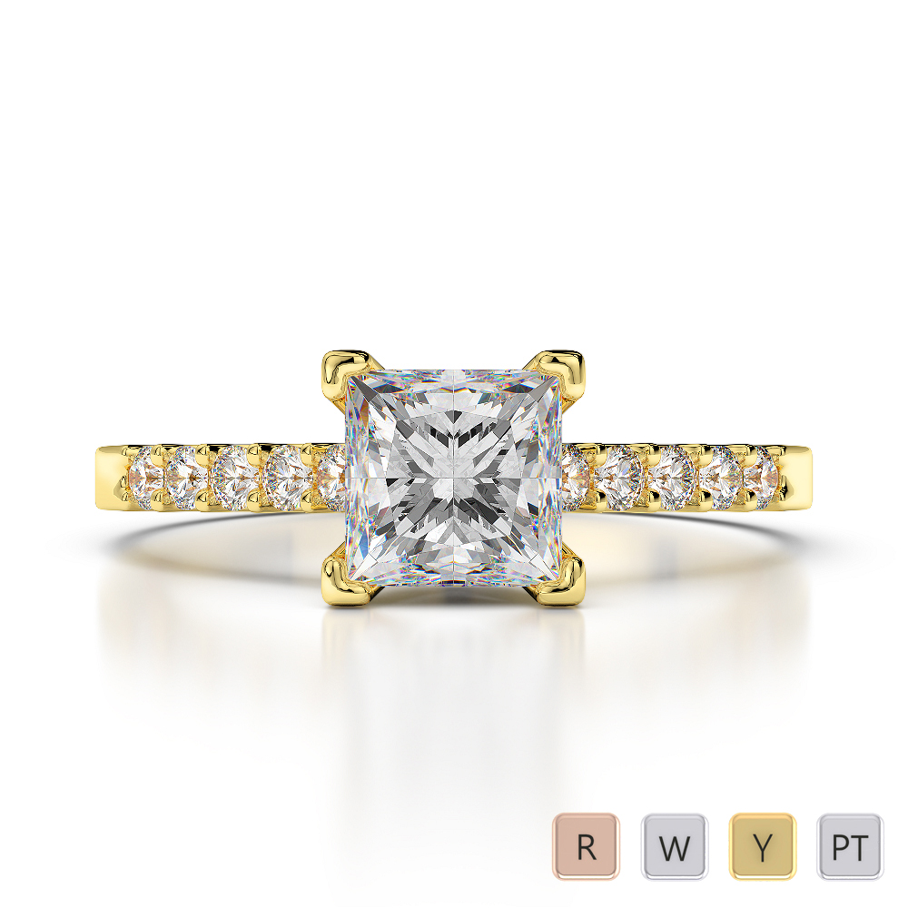 Princess and Round Cut Diamond Engagement Ring 0208