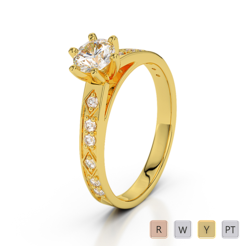 Round Cut Engagement Ring With Diamond 0240 Round Cut Engagement Ring With Diamond 0240