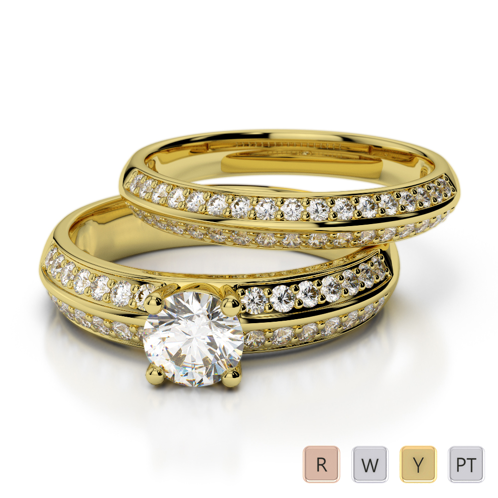 Round Cut Bridal Set Ring With Diamond 0311