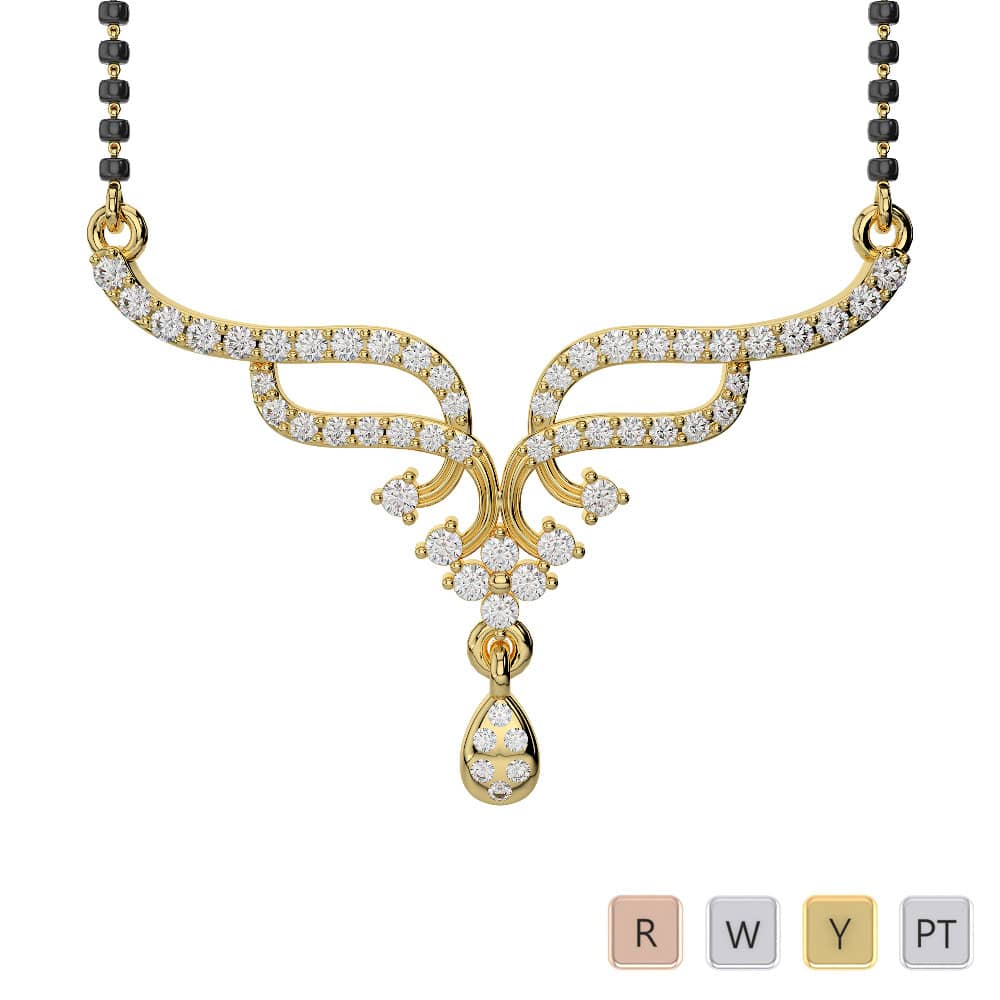 Flush and Prong Set Diamond Studded Mangalsutra 0612