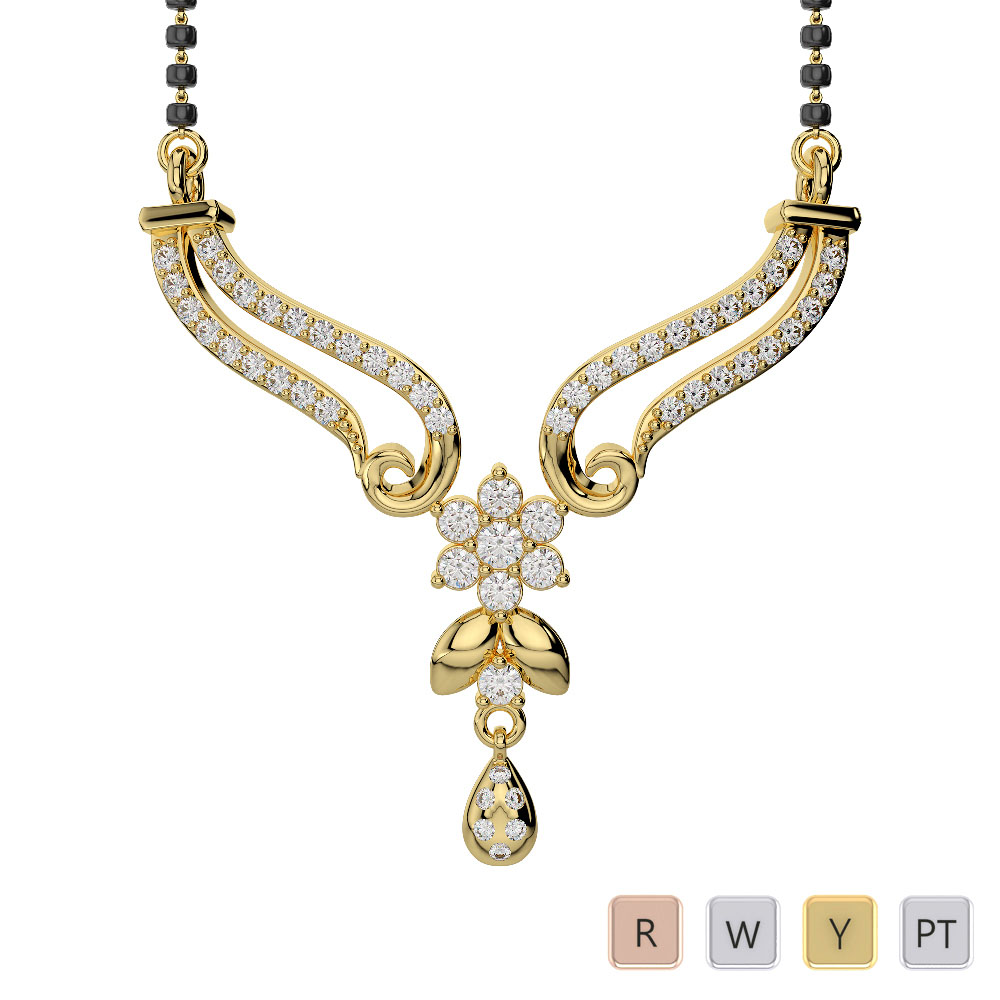 Pave and Flush Set Diamond Mangalsutra 0618