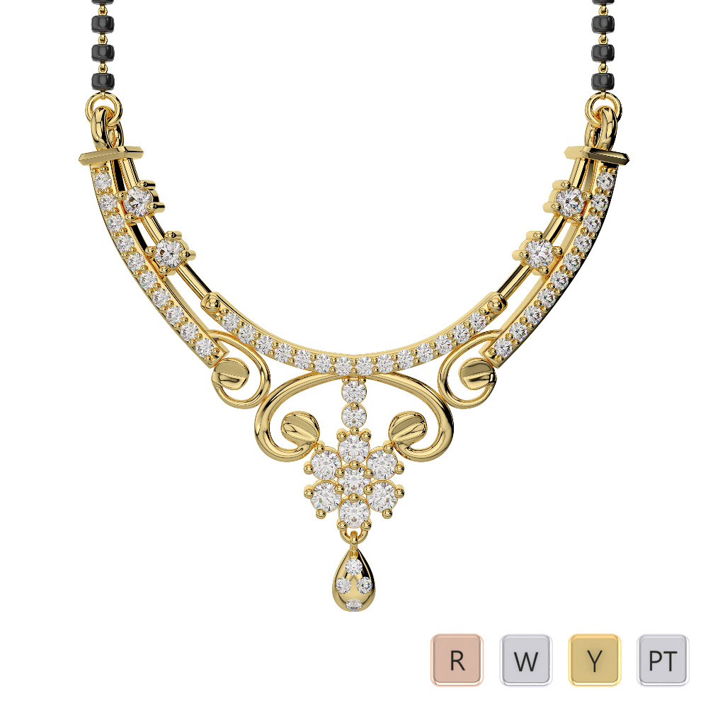 Pave and Flush Set Diamond Mangalsutra 0625