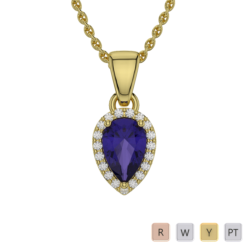 Pear Shape Tanzanite and Diamond Necklaces 0572