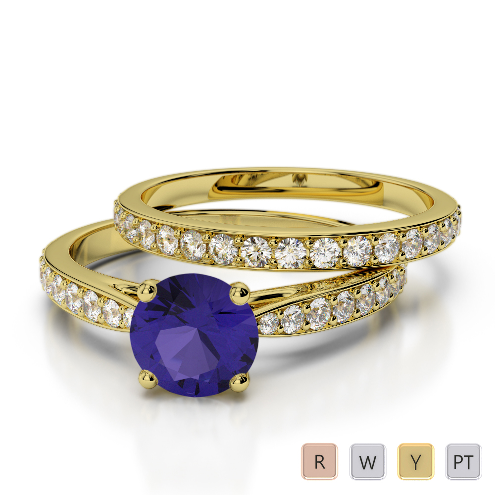 Claw Set Tanzanite Bridal Set Ring With Diamond 0339