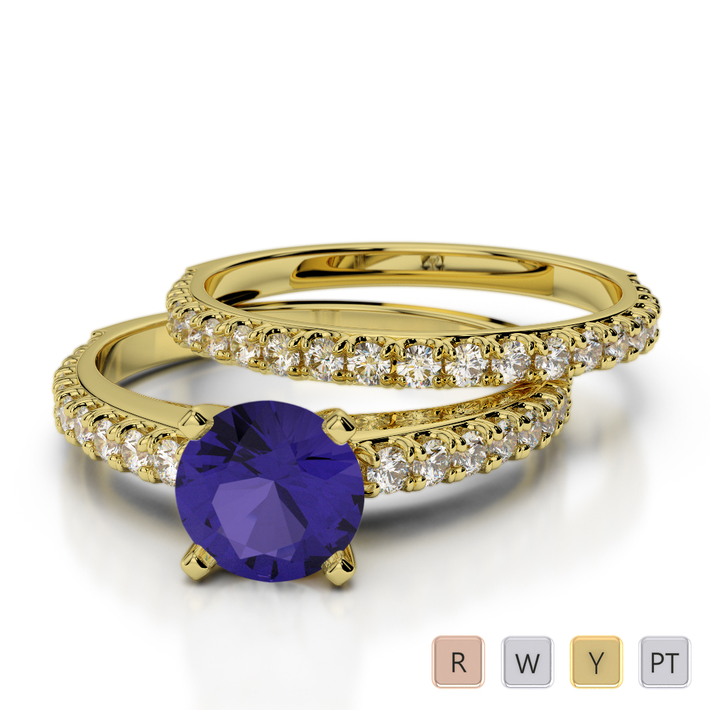 Scallop Set Tanzanite & Diamond Bridal Set Ring 0352